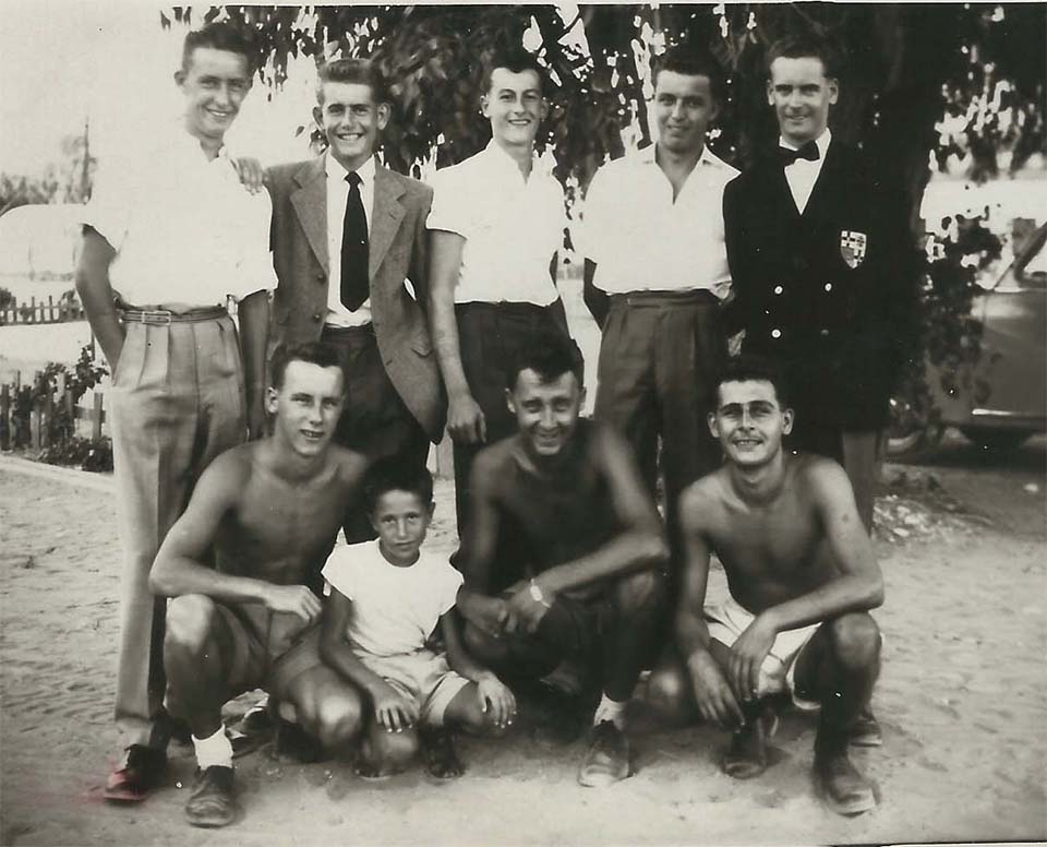 Vic Walters, Mike Dolan, Bob Elcoat, Cliff Baggeley, Robin De Smet, Bob Tresadern, Greek lad, Phil Day, Tom Smith