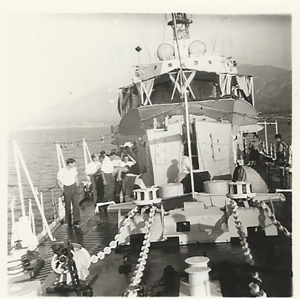 The band went on a destroyer 1958/59
