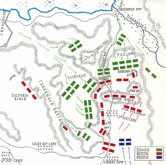 a map of the battle of inkerman