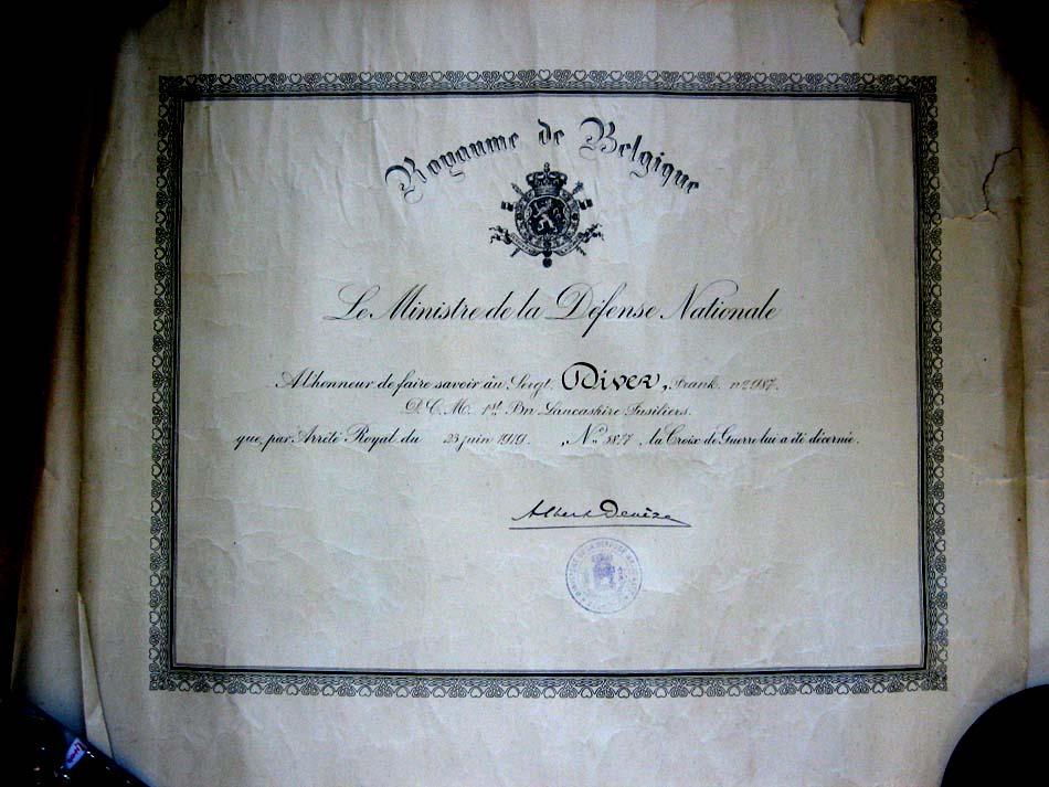 Frank Divers Certificate