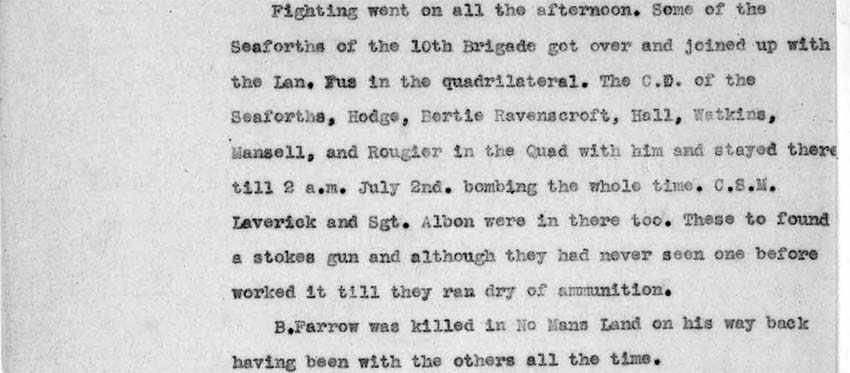 War Diary 12th July 1916