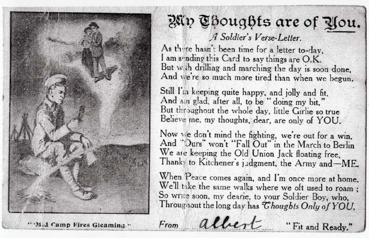 This postcard was sent to Janey before Albert married her