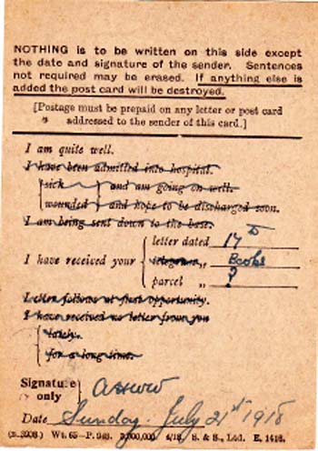 Letter Home 31st Aug 1919