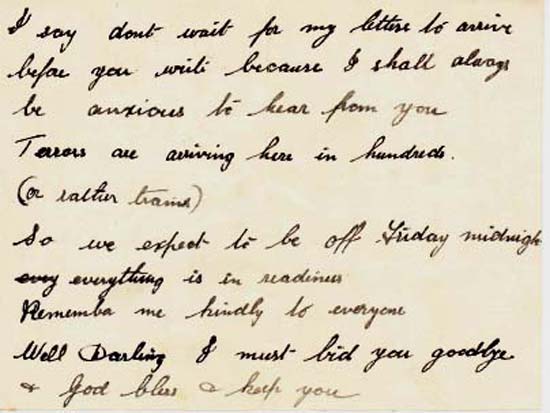 Letter home 6th August 1914