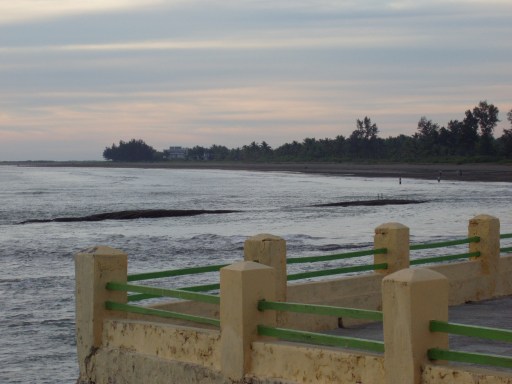 View from Monkey Point. Sittwe Hotel in view across the water