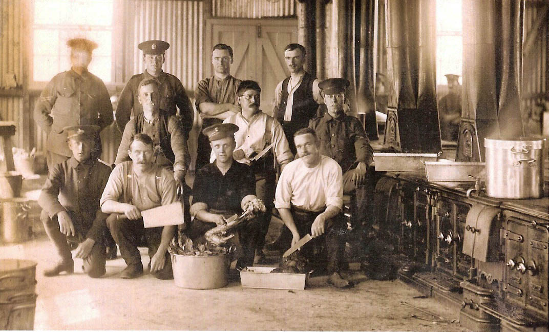 Harry Wroe (sen) in the white shirt with knife in his hand